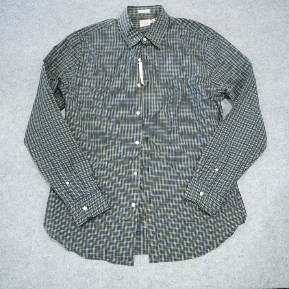 J. Crew Men's Size Medium Secret Wash Shirt Blue Yellow New Plaid Classic Fit